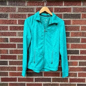 Tangerine Marled Teal Long Sleeve Full Zip Up Athletic Jacket